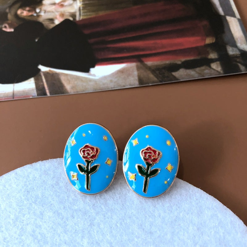 Wholesale Vintage Sky Blue Enamel Alloy Earrings